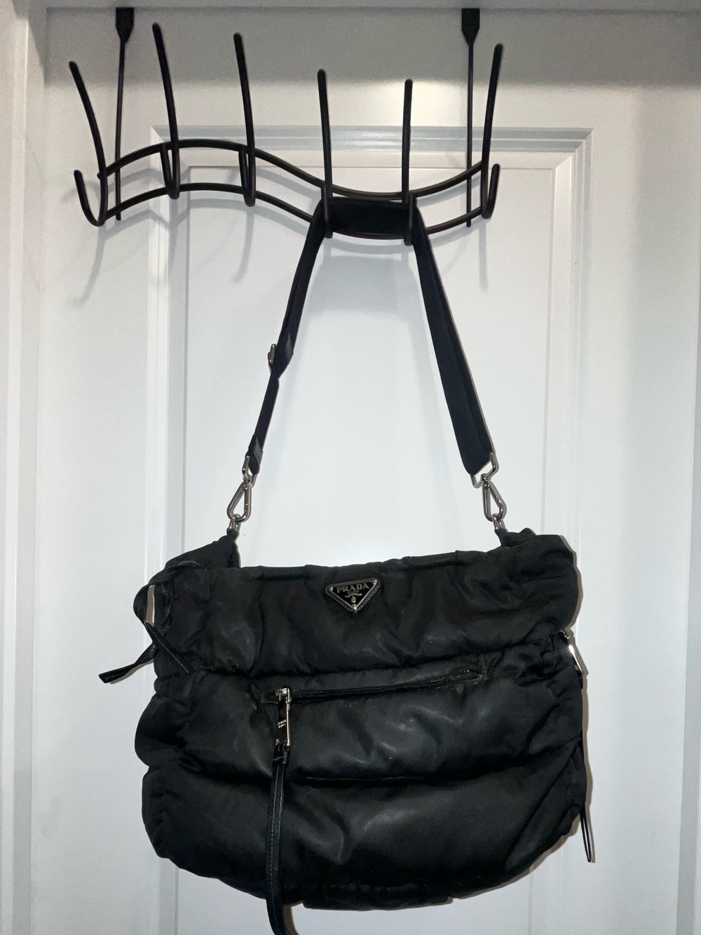 Prada Tessuto Bomber quilted Tote Bag Black